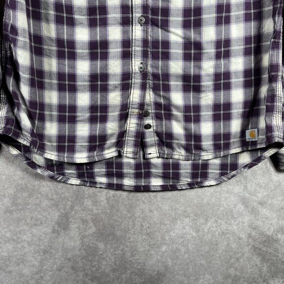 Carhartt Dodson Shirt Womens Medium 8-10 Purple Plaid Long Sleeve Workwear‎ - Picture 3 of 10